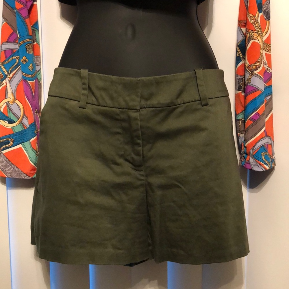 Olive green trouser style shorts
